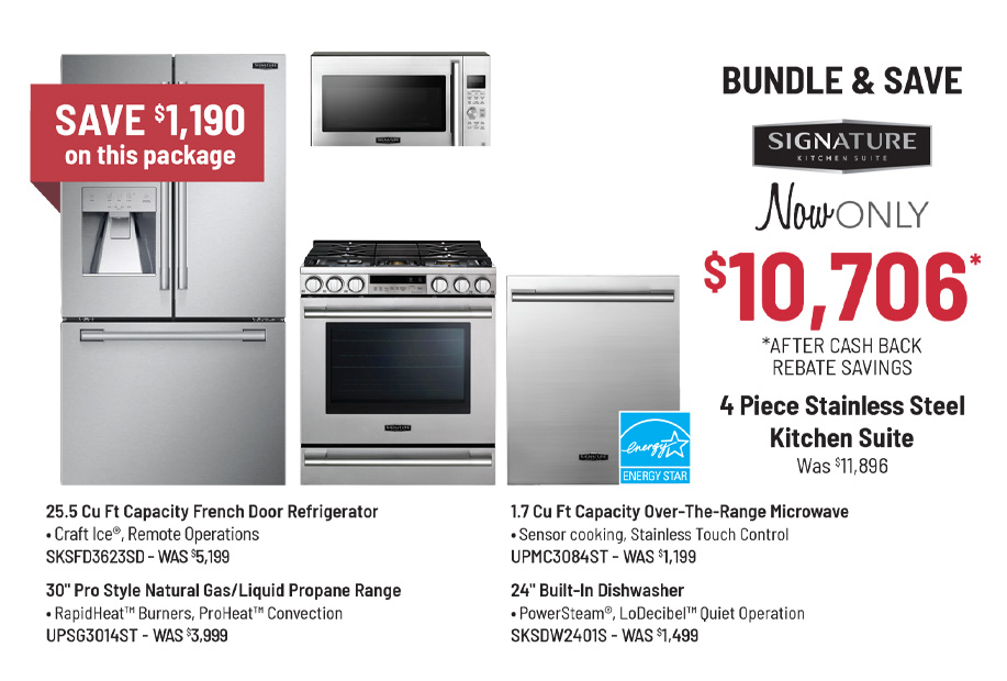Bundle & Save - LG Studio - 4 Piece Stainless Steel Kitchen Suite Was $9,396, Now Only $7,896 After $700 Mail-In Rebate Savings
