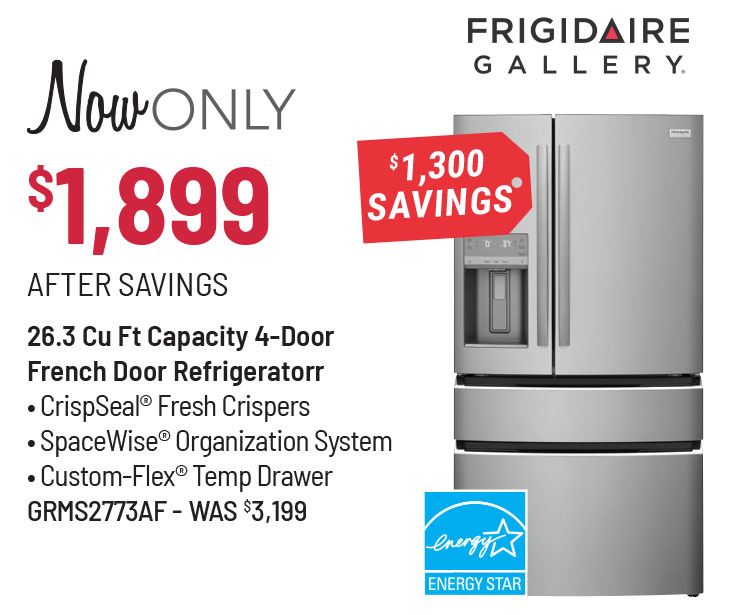 Frigidaire Gallery Model GRMS2773AF Refrigerator Was $3,199, Now Only 1,999 After $1,200 Savings