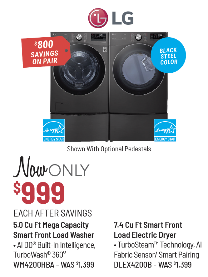 Electrolux Model ELFW7637AW Washer & Model ELFE7637AW Dryer Was $1,249 Each, Now Only $899 Each After Savings. $700 Savings on the Pair.