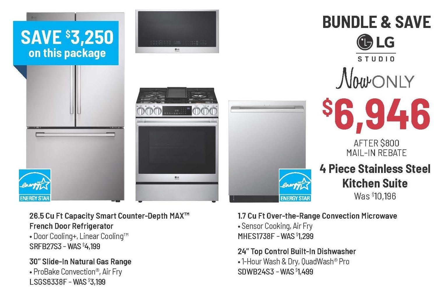 Bundle & Save - Frigidaire Professional - 4 Piece Stainless Steel Kitchen Suite Was $9,096, Now Only $6,20641 After $500 Mail-In Rebate Savings