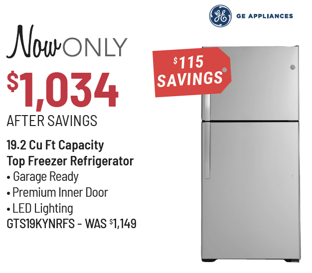 GE Appliances Model GTS19KYNRFS Refrigerator Now Only $849 After $300 Savings