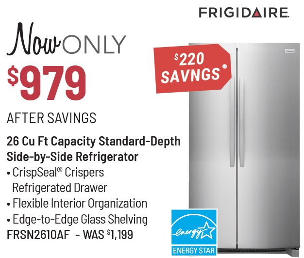 Frigidaire® 36-in. 26.4 Cu. Ft. Smudge-Proof® Stainless Steel Side-by-Side Refrigerator