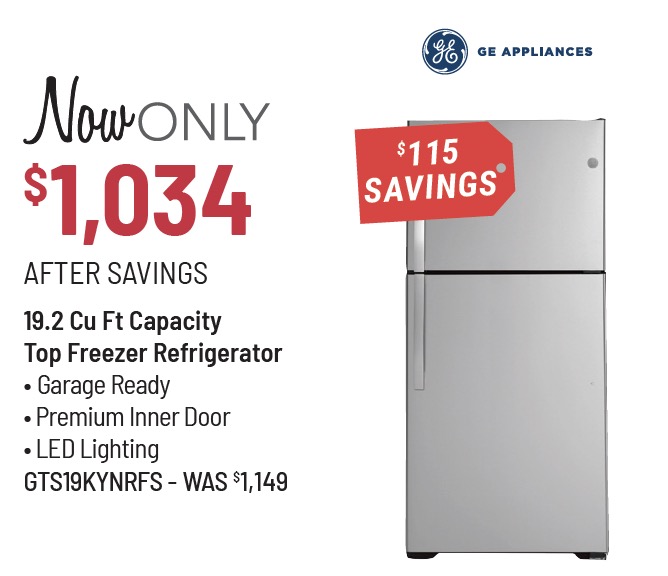 GE® 30 in. 19.2 Cu. Ft. Fingerprint Resistant Stainless Steel Top Freezer Refrigerator