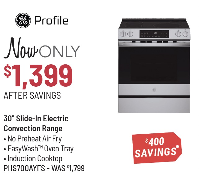 GE Profile™ 30-inch Fingerprint Resistant Stainless Steel Smart Slide In Induction Range with No Preheat Air Fry and EasyWash™ Oven Tray