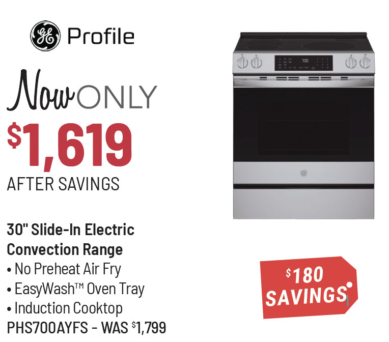 GE Profile™ 30-inch Fingerprint Resistant Stainless Steel Smart Slide In Induction Range with No Preheat Air Fry and EasyWash™ Oven Tray