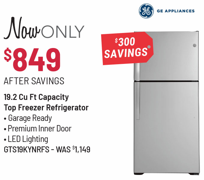 GE Appliances Model GTS19KYNRFS Refrigerator Now Only $849 After $300 Savings