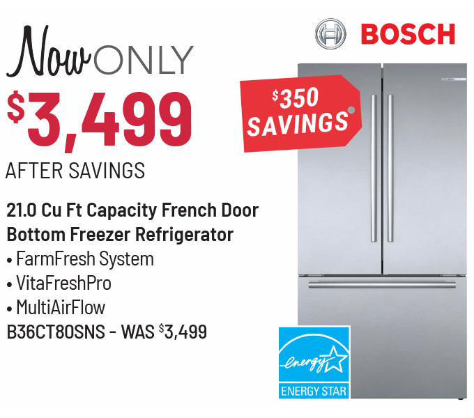 Bosch® 800 Series 36 in. 20.8 Cu. Ft. Stainless Steel Counter Depth French Door Refrigerator