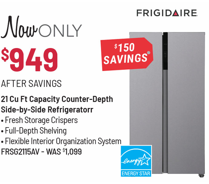 Frigidaire® 36 in. 21.4 Cu. Ft. Stainless Steel Side By Side Counter Depth Refrigerator