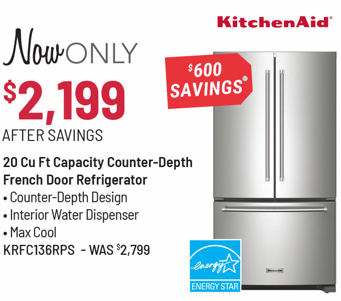 KitchenAid® 36 in. 20.0 Cu. Ft. PrintShield™ Stainless Steel Counter Depth French Door Refrigerator