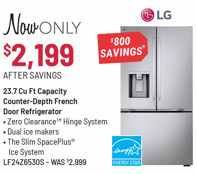 LG 36 in. 23.7 Cu. Ft. PrintProof™ Stainless Steel Counter Depth MAX™ with Zero Clearance™ French Door Refrigerator
