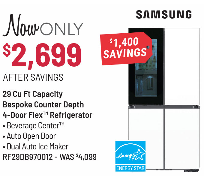 Samsung Bespoke 36 in. 29.0 Cu. Ft. White Glass French Door Refrigerator