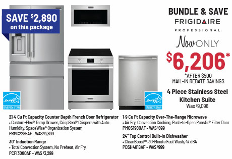 Bundle & Save - Frigidaire Professional - 4 Piece Stainless Steel Kitchen Suite Was $9,096, Now Only $6,20641 After $500 Mail-In Rebate Savings