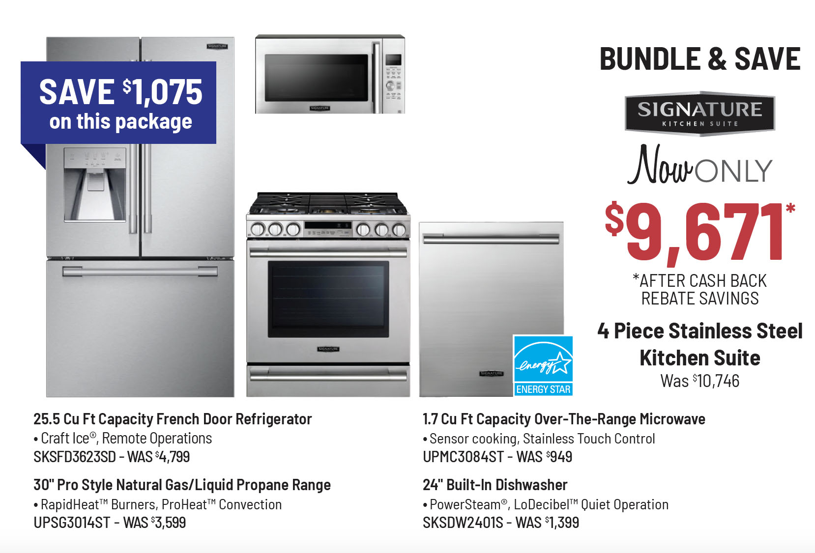 Bundle & Save - KitchenAid - 4 Piece Stainless Steel Kitchen Suite Was $11,196, Now Only $7,921 After $500 Mail-In Rebate Savings