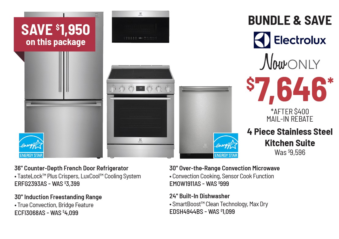 Bundle & Save - Frigidaire Professional - 4 Piece Stainless Steel Kitchen Suite Was $9,096, Now Only $5,896* *After $500 Mail-In Rebate Savings