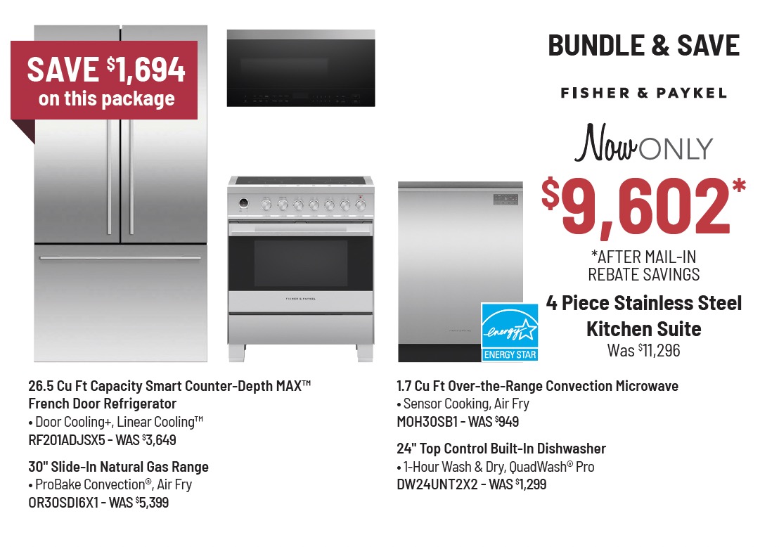 Bundle & Save - Electrolux - 4 Piece Stainless Steel Kitchen Suite Was $8,196, Now Only $7,596* *After $600 Mail-In Rebate Savings