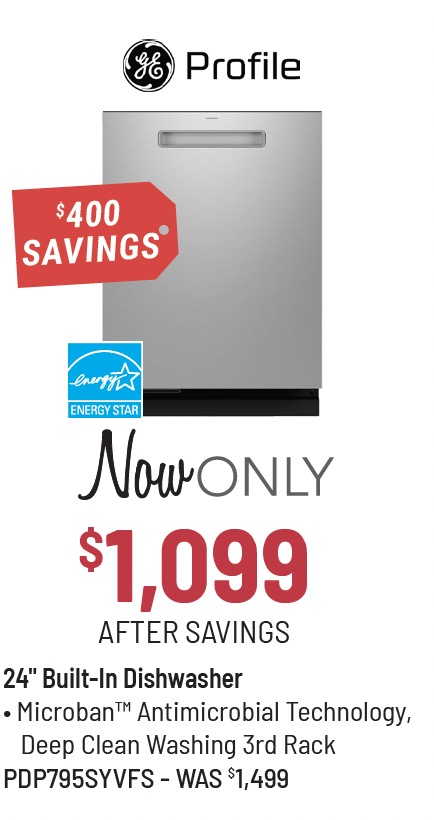 GE Profile™ 24 in. Fingerprint Resistant Stainless Steel Built In Top Control Dishwasher - now only $1,099