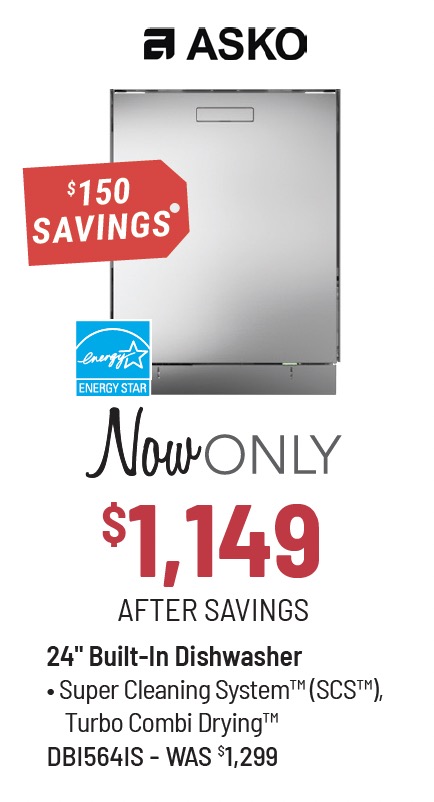 ASKO Logic Series 24-in Stainless Steel Top Control Built In Dishwasher - now only $1,149
