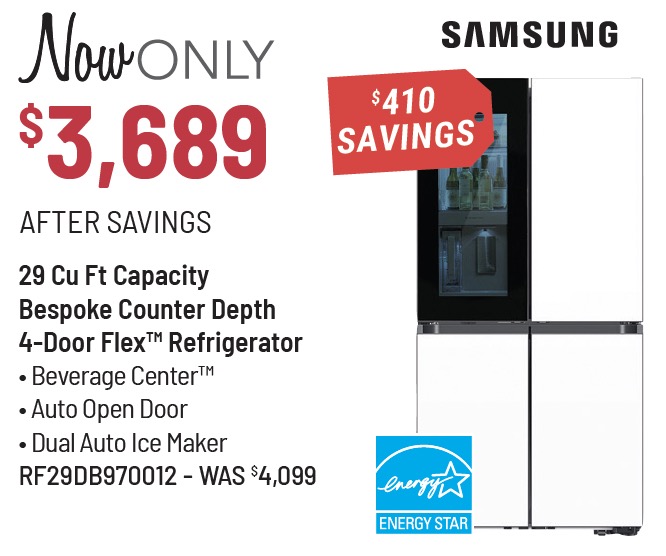Samsung Bespoke 36in. 29.0 Cu. Ft. White Glass French Door Refrigerator - now only $3,689