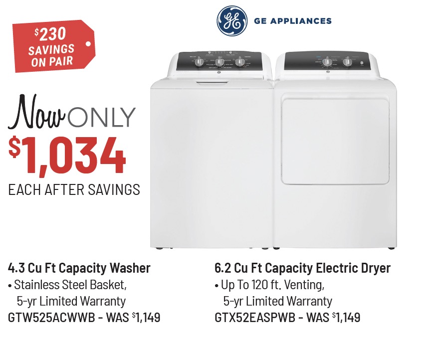 GE® White Laundry Pair - now only $1,034 each