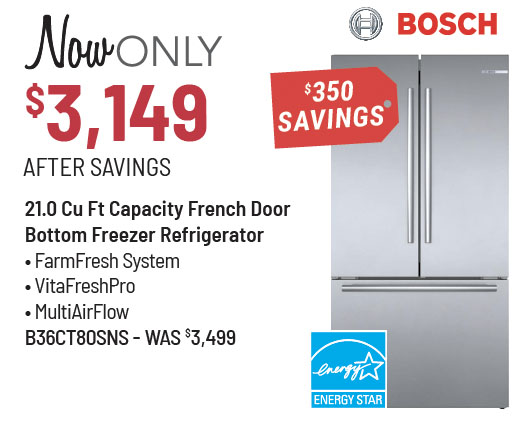 Bosch Model B36CT80SNS Refrigerator Was $3,849, Now Only $3,149 After $700 Savings