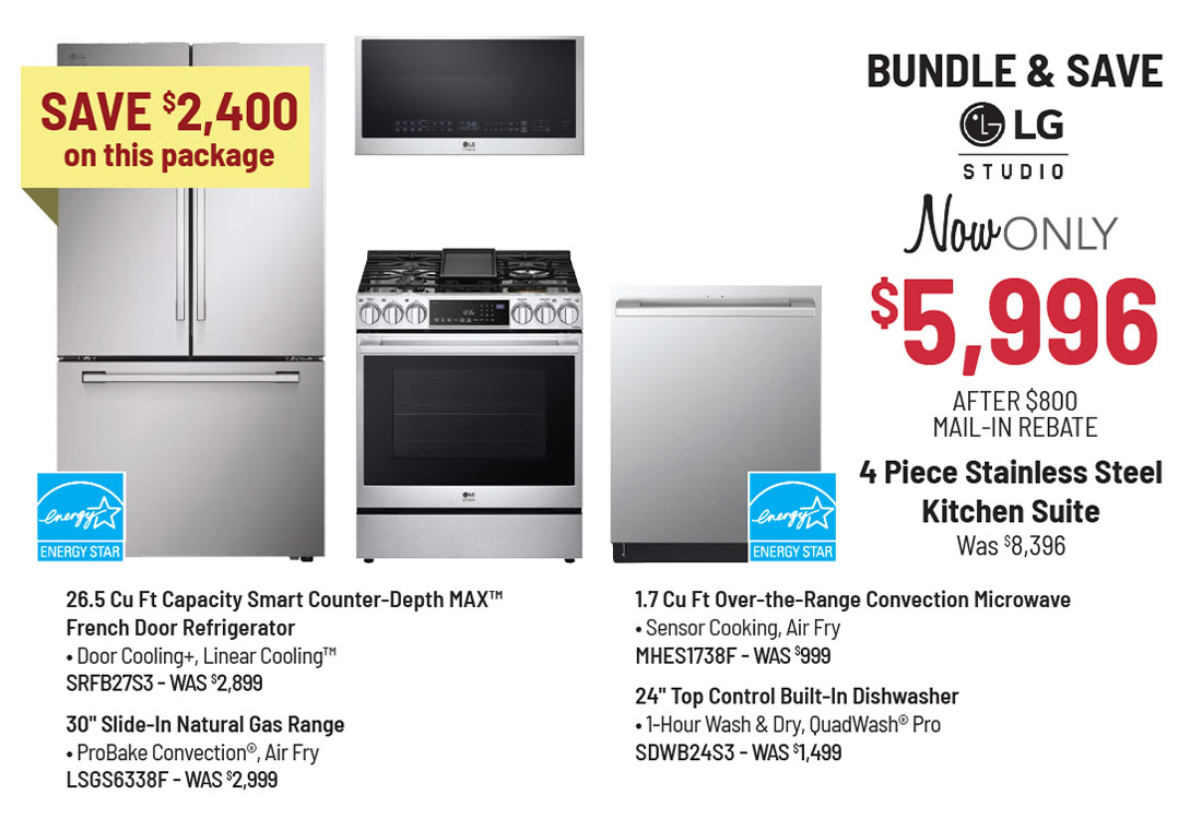 Bundle & Save - Frigidaire Professional - 4 Piece Stainless Steel Kitchen Suite Was $8,796, Now Only $5,496 After $500 Mail-In Rebate Savings