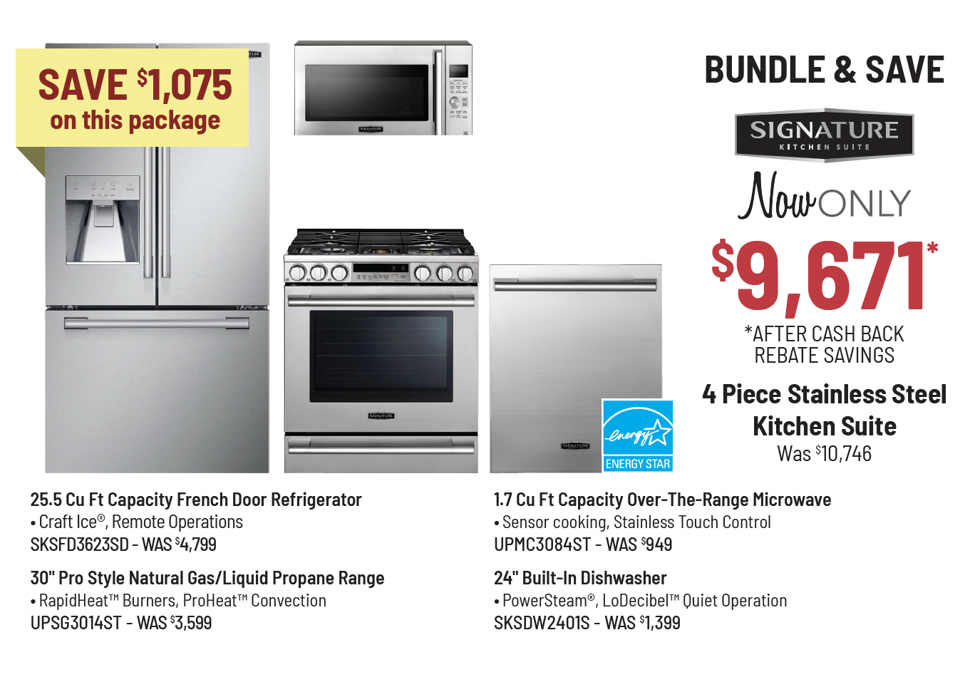 Bundle & Save - KitchenAid - 4 Piece Stainless Steel Kitchen Suite Was $11,196, Now Only $7,921 After $500 Mail-In Rebate Savings