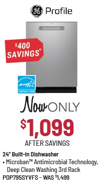 GE Profile™ 24 in. Fingerprint Resistant Stainless Steel Built In Top Control Dishwasher
