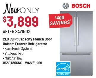 Bosch® 800 Series 36 in. 20.8 Cu. Ft. Black Stainless Steel Counter Depth French Door Refrigerator