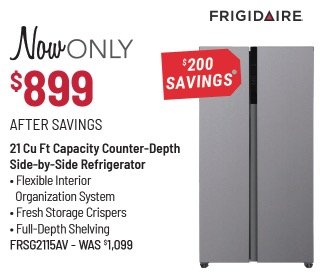 Frigidaire® 36 in. 21.4 Cu. Ft. Stainless Steel Side By Side Counter Depth Refrigerator