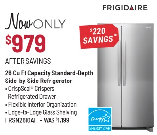 Frigidaire® 36 in. 26.4 Cu. Ft. Smudge-Proof® Stainless Steel Side-by-Side Refrigerator