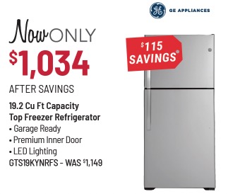 GE® 30 in. 19.2 Cu. Ft. Fingerprint Resistant Stainless Steel Top Freezer Refrigerator