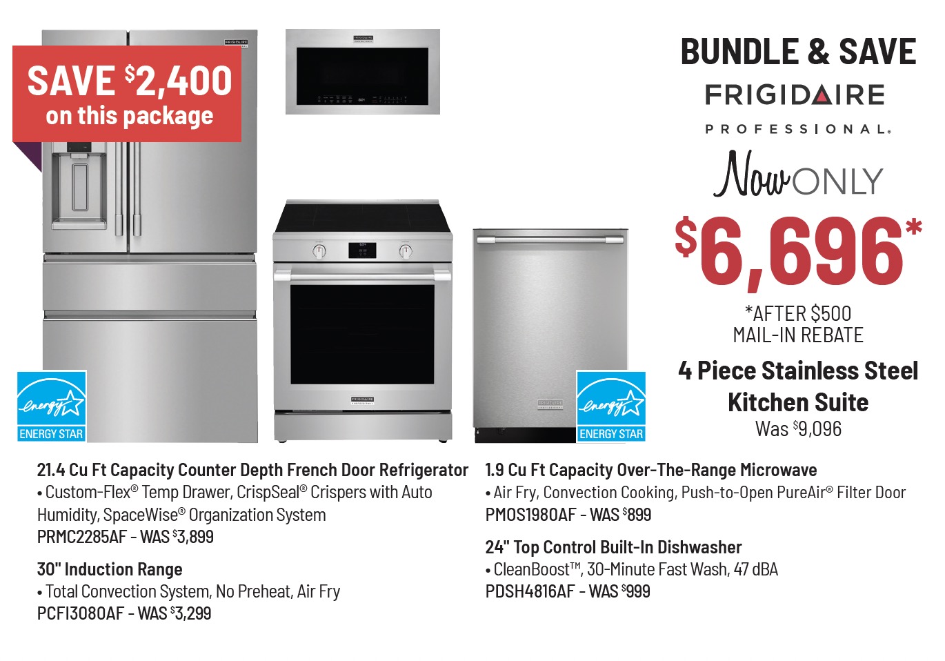 Bundle & Save - Frigidaire Professional - 4 Piece Stainless Steel Kitchen Suite