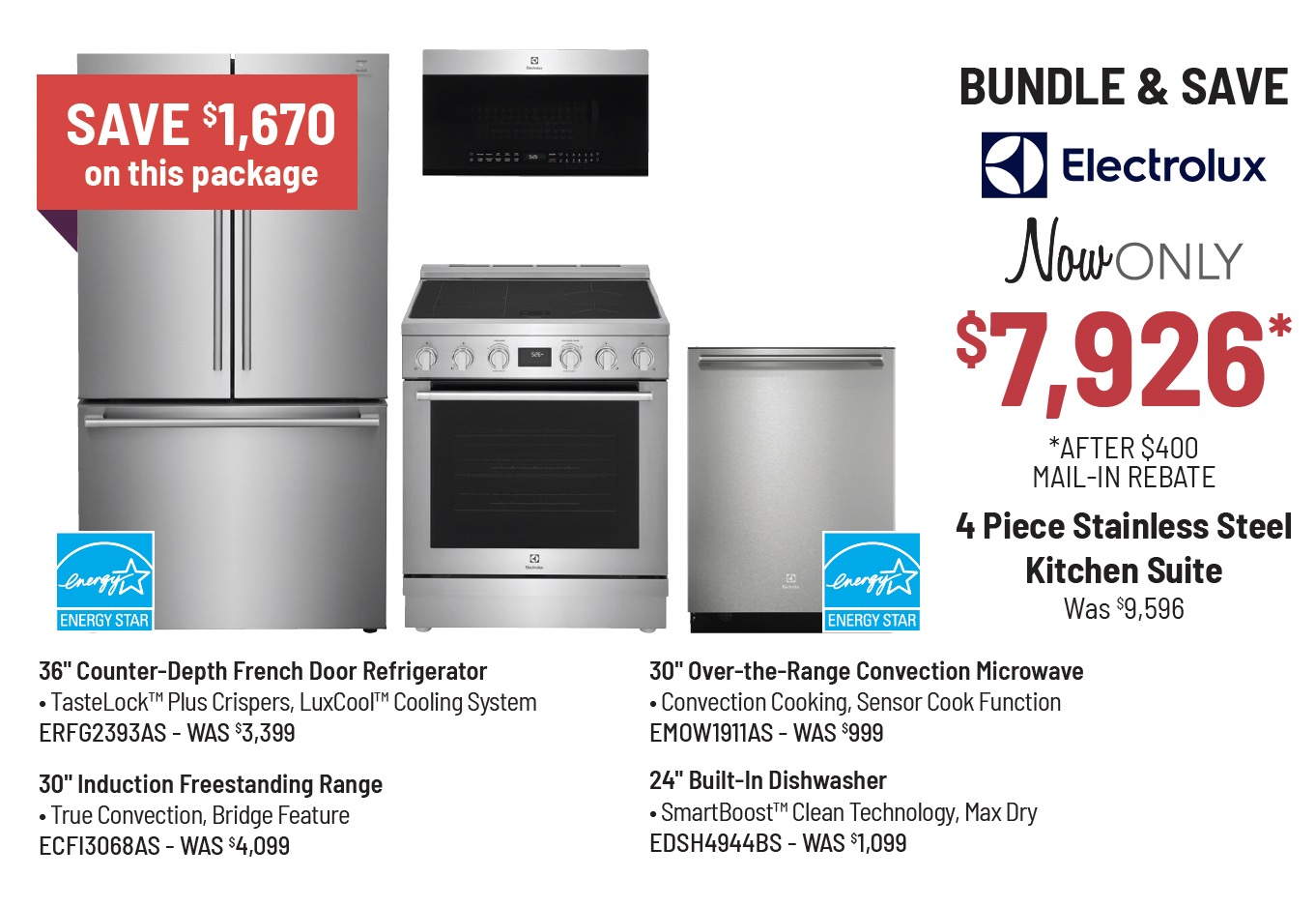 Bundle & Save - Electrolux - 4 Piece Stainless Steel Kitchen Suite