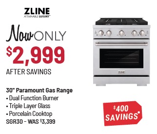 ZLINE 30 in. paramount gas range