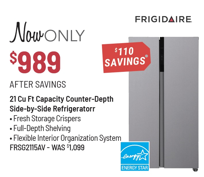 Frigidaire® 36 in. 21.4 Cu. Ft. Stainless Steel Side By Side Counter Depth Refrigerator