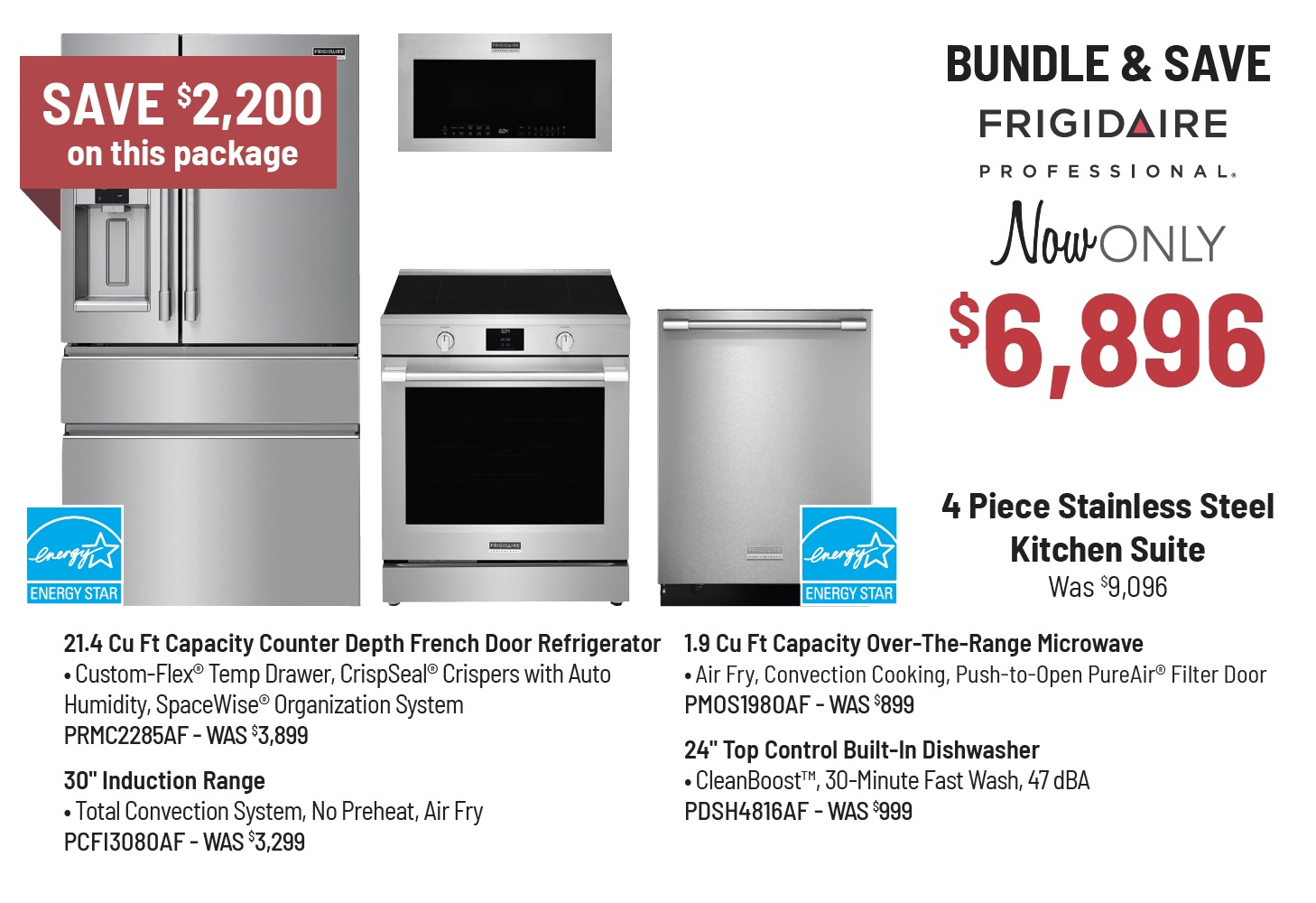 Bundle & Save - Frigidaire Professional - 4 Piece Stainless Steel Kitchen Suite Was $9,096, Now Only $6,20641 After $500 Mail-In Rebate Savings