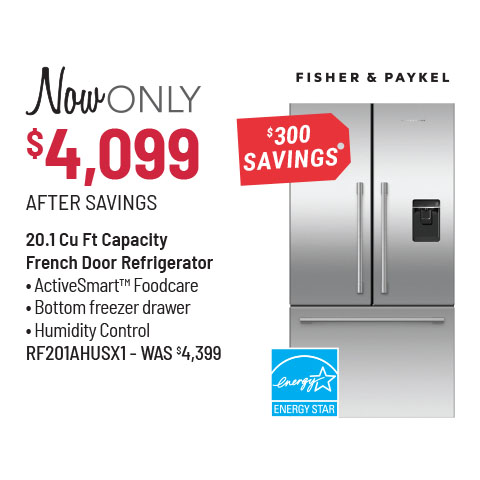 Fisher & Paykel 20.1 Cu Ft Capacity French Door Refrigerator