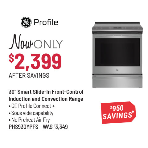 GE Profile™ 30-inch Smart Slide-In Front-Control Induction and Convection Range