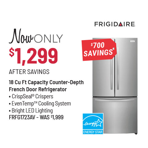 Frigidaire® 18 Cu Ft Capacity Counter-Depth French Door Refrigerator