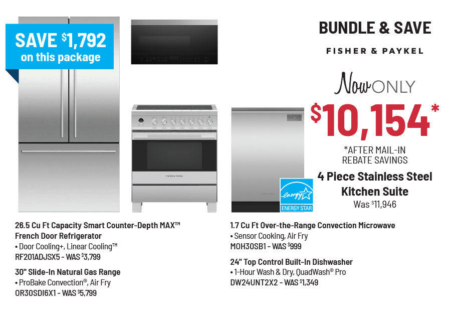 Bundle & Save - Fisher & Paykel - 4 Piece Stainless Steel Kitchen Suite Was $11,946, Now Only $10,154 After Mail-In Rebate Savings