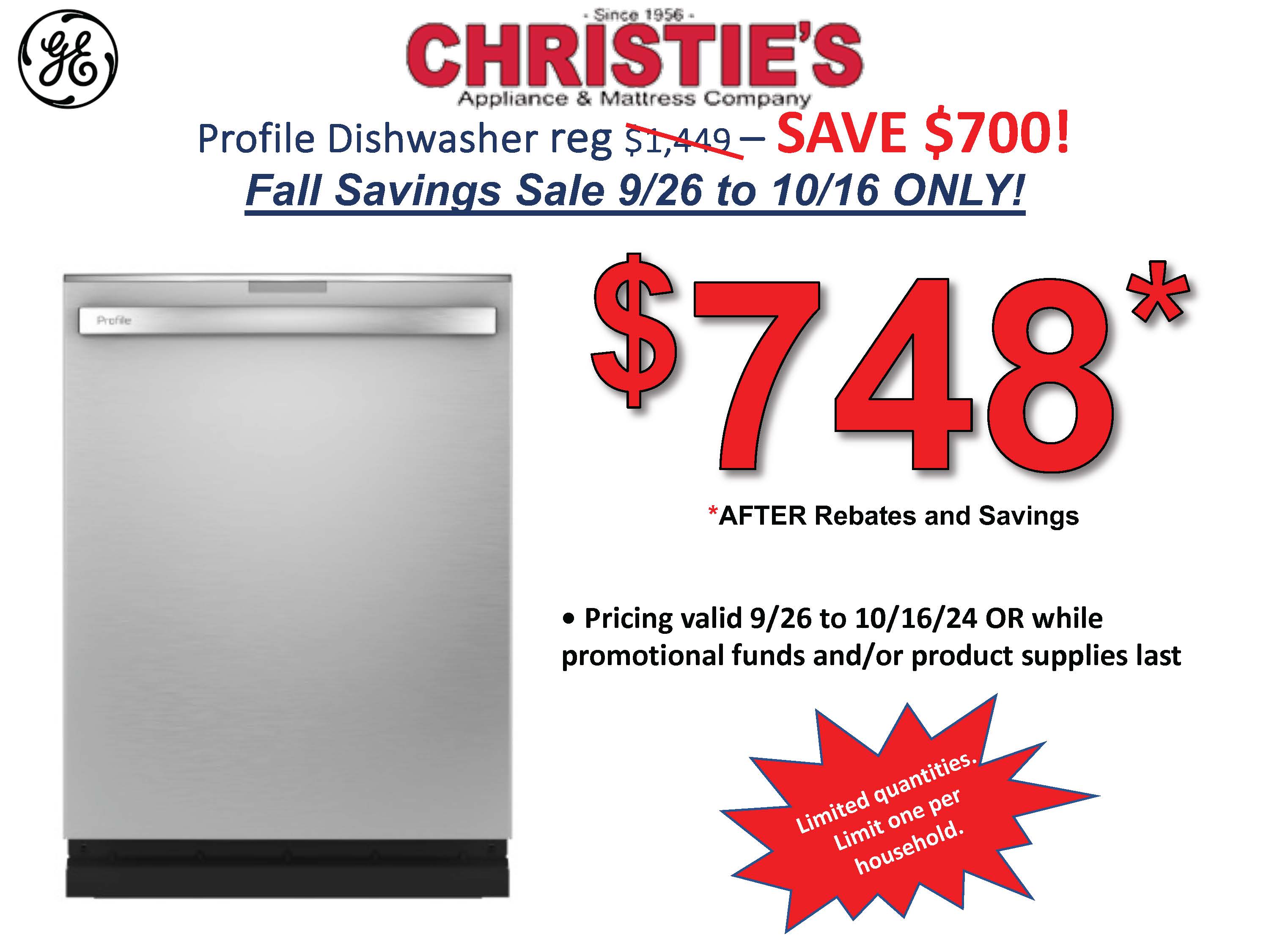 Labor Day - 4 Piece GE Kitchen Package - 8/22 - 9/11 only!