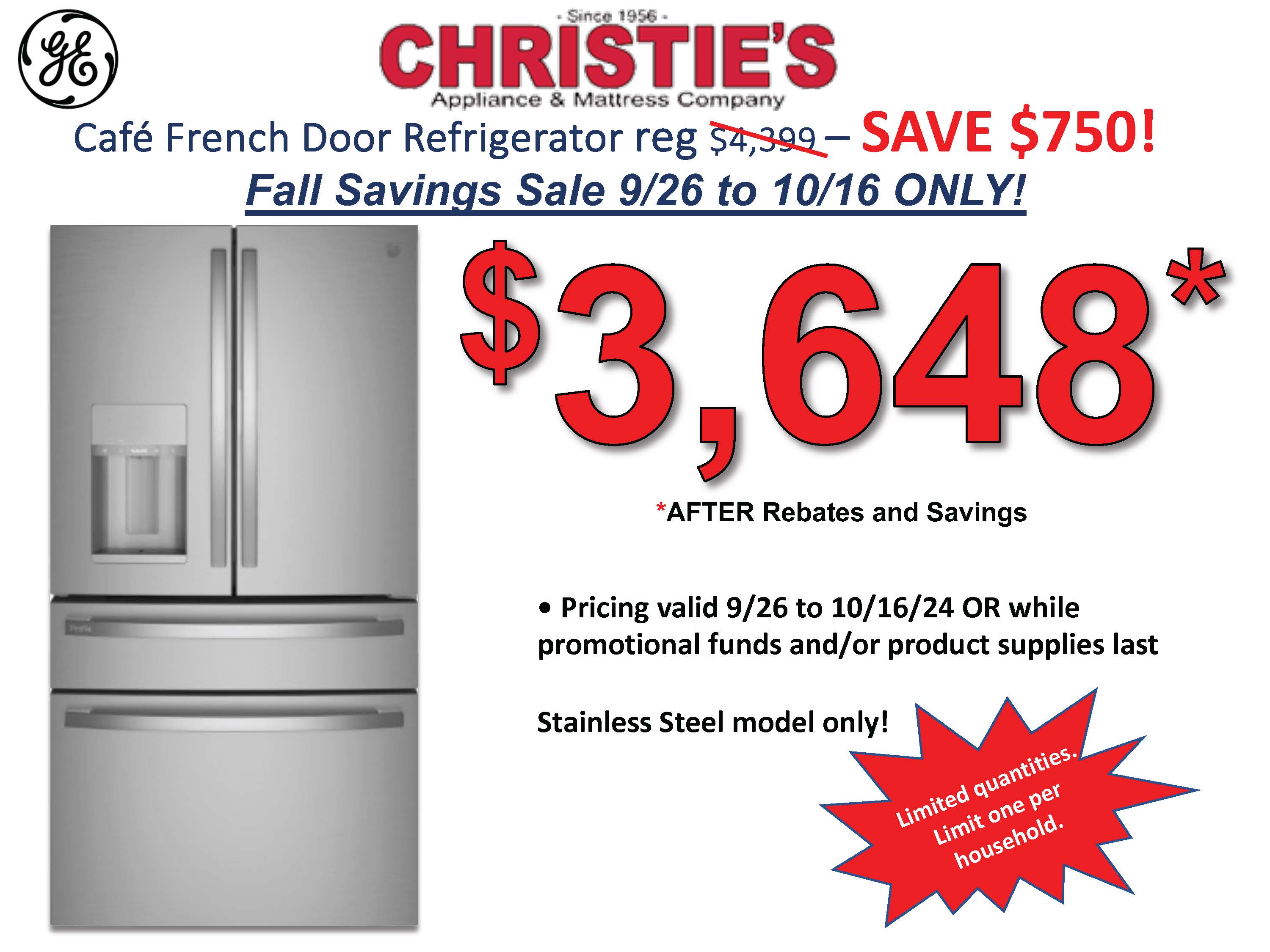 Labor Day - 4 Piece GE Kitchen Package - 8/22 - 9/11 only!