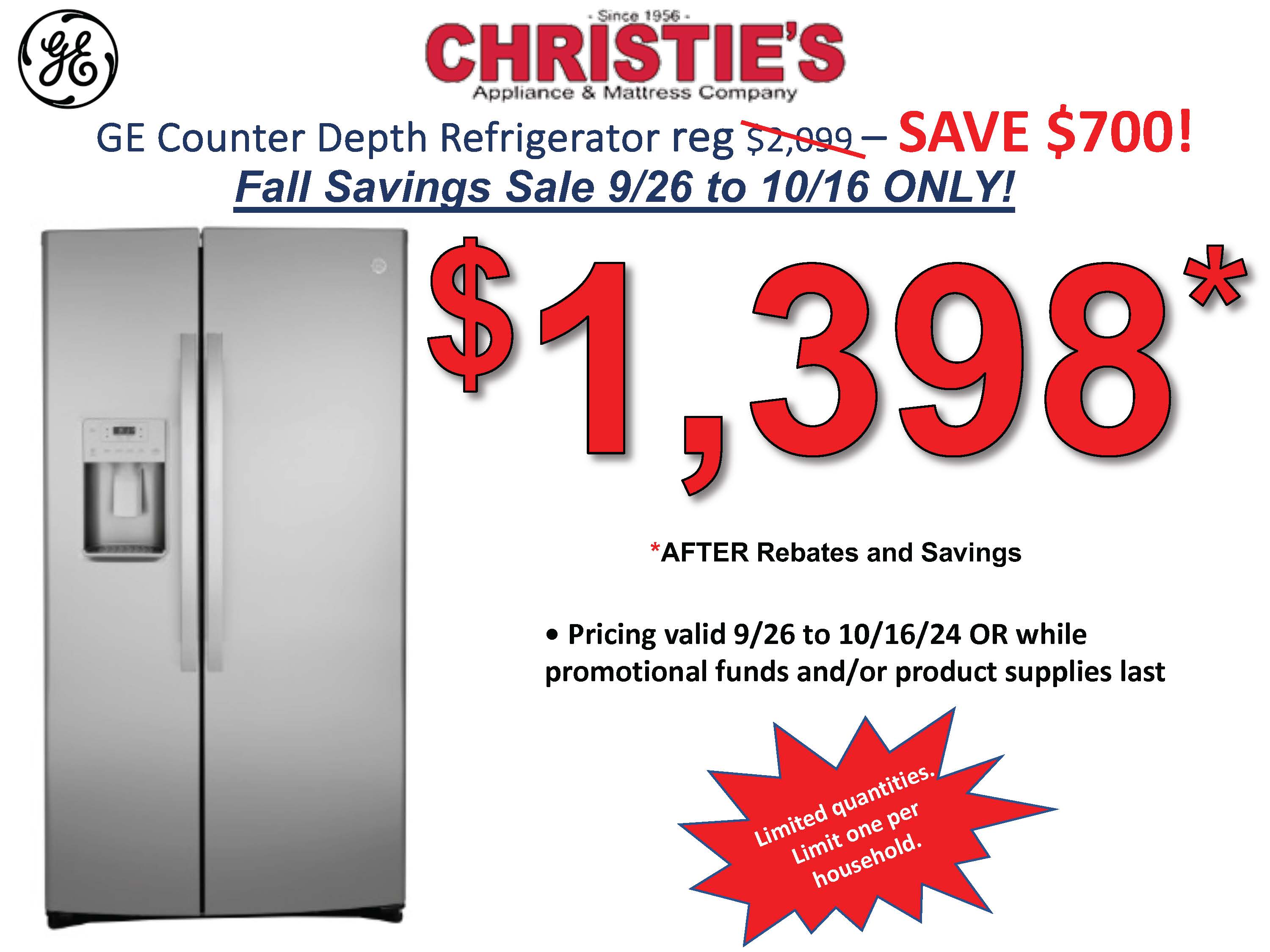 Labor Day - 4 Piece GE Slate Kitchen Package - 8/22 - 9/11 only!