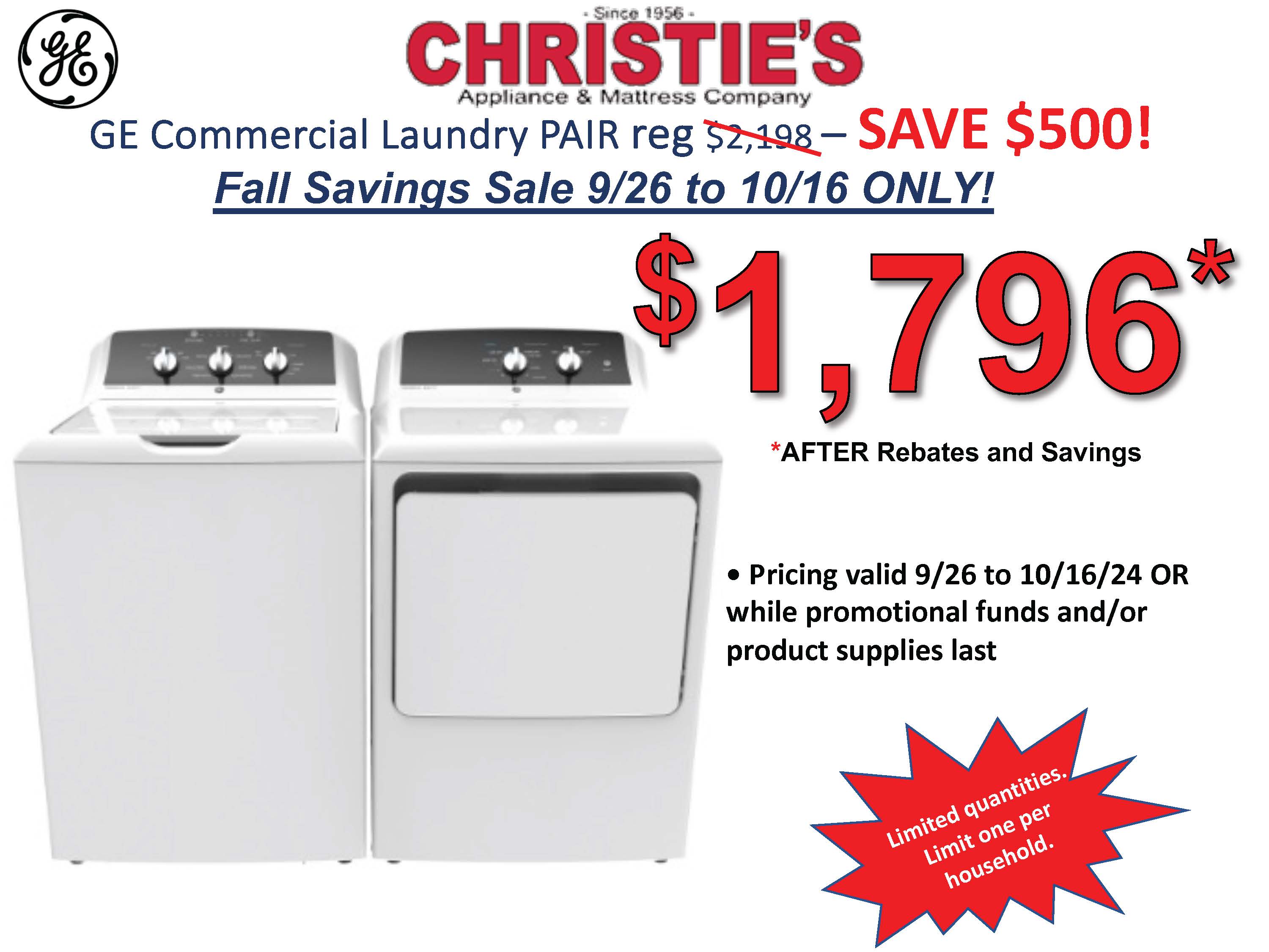 Labor Day - 4 Piece GE Kitchen Package - 8/22 - 9/11 only!
