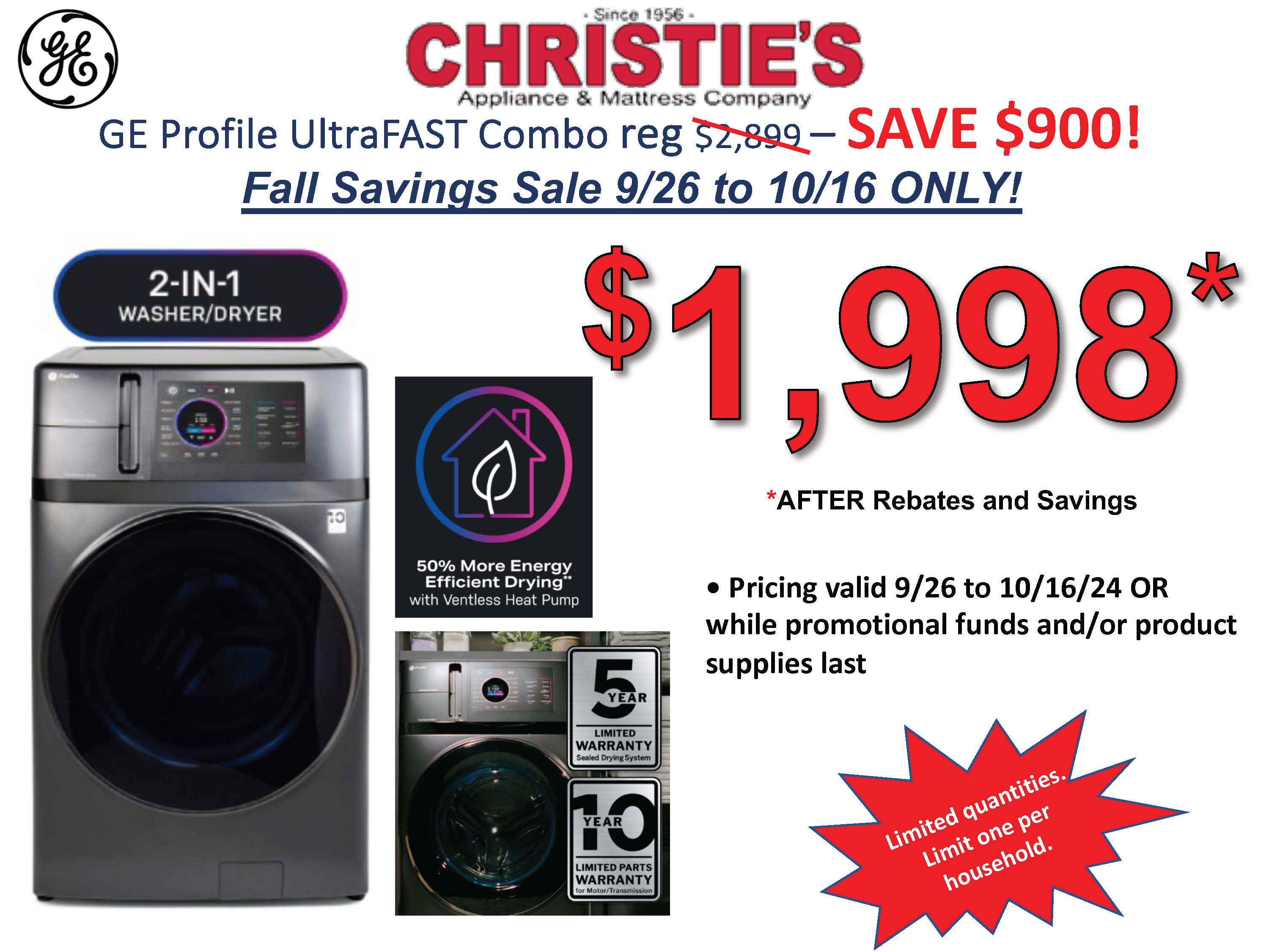 Labor Day - 4 Piece GE Kitchen Package - 8/22 - 9/11 only!
