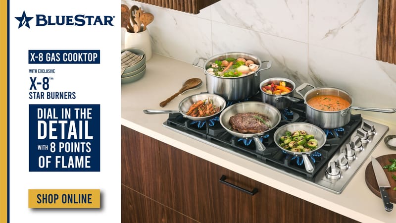 Bluestar X-8 Gas Cooktop with Exclusive X-8 Star Burners - Dial in the Detail with 8 Points of Flame - Shop Online