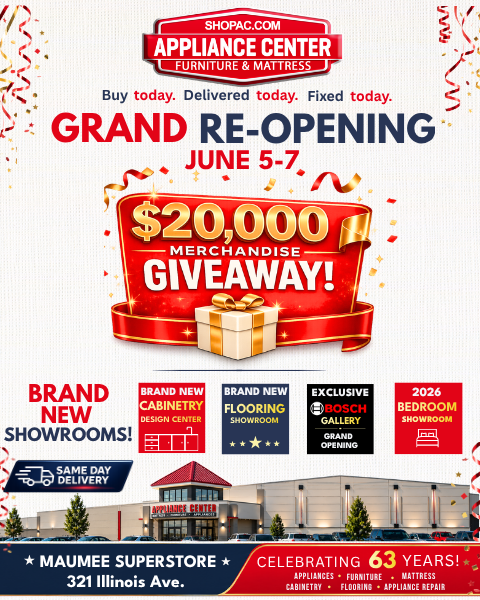 Grand Reopening - june 5-7 - brand new showrooms - Maumee superstore - shop now