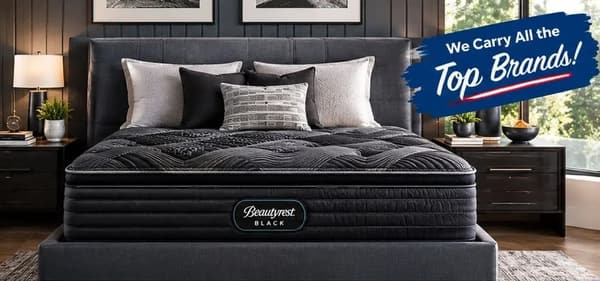 Beautyrest Black mattress in a modern bedroom. We Carry All the Top Brands!