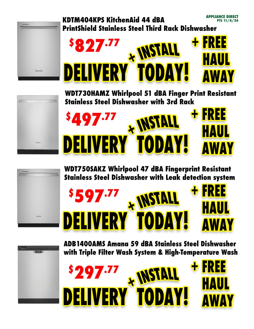 Same Day Dishwashers Ad