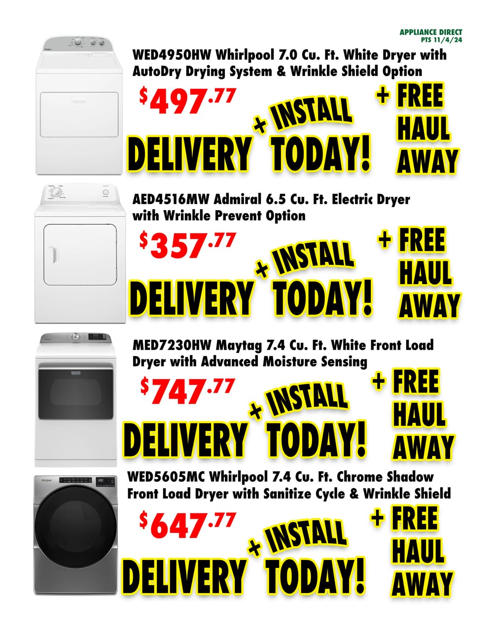 Same Day Dryers Ad